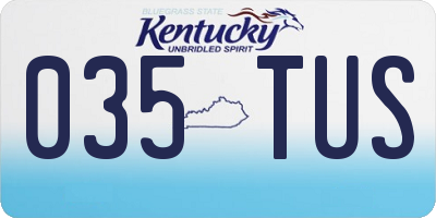 KY license plate 035TUS