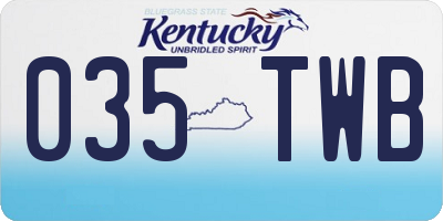 KY license plate 035TWB