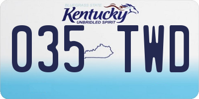 KY license plate 035TWD