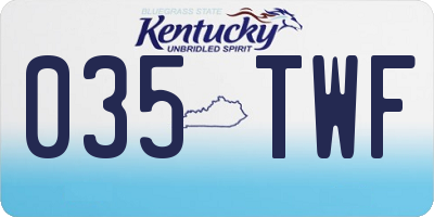 KY license plate 035TWF