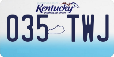 KY license plate 035TWJ