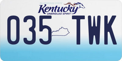 KY license plate 035TWK