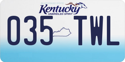 KY license plate 035TWL