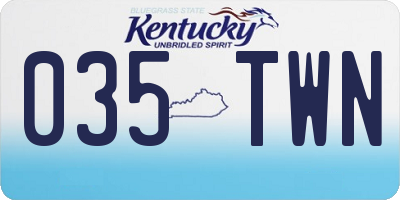KY license plate 035TWN