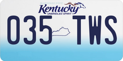 KY license plate 035TWS