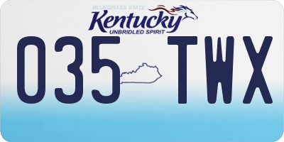 KY license plate 035TWX