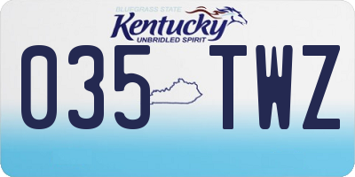KY license plate 035TWZ