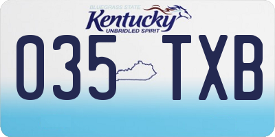 KY license plate 035TXB