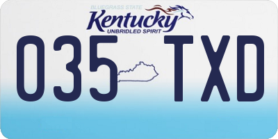 KY license plate 035TXD