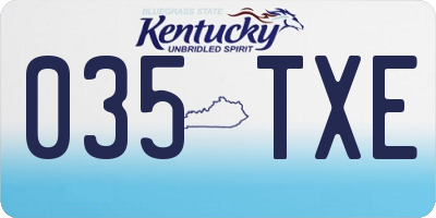 KY license plate 035TXE