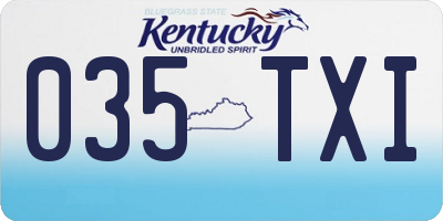 KY license plate 035TXI