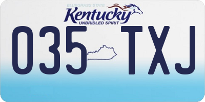 KY license plate 035TXJ