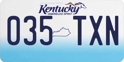KY license plate 035TXN