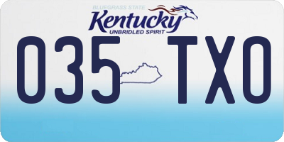 KY license plate 035TXO