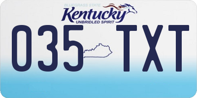 KY license plate 035TXT