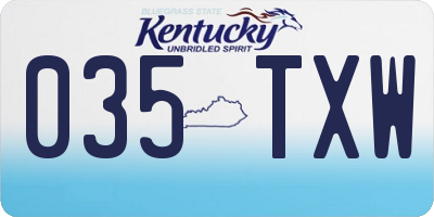 KY license plate 035TXW