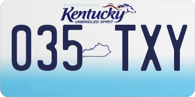 KY license plate 035TXY