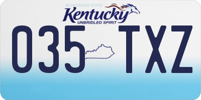 KY license plate 035TXZ
