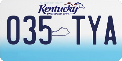 KY license plate 035TYA