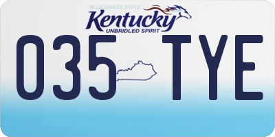 KY license plate 035TYE