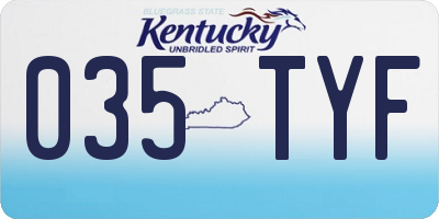 KY license plate 035TYF