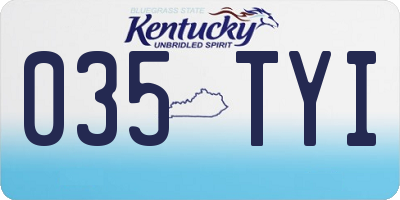 KY license plate 035TYI