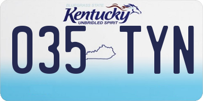 KY license plate 035TYN