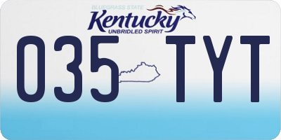KY license plate 035TYT