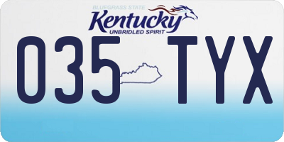 KY license plate 035TYX