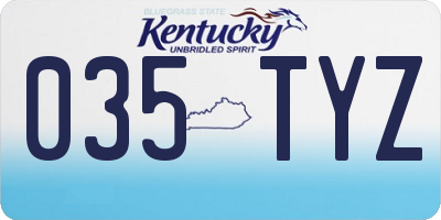 KY license plate 035TYZ