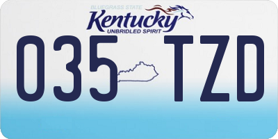 KY license plate 035TZD