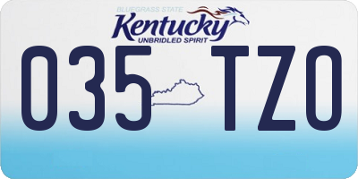 KY license plate 035TZO