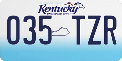 KY license plate 035TZR