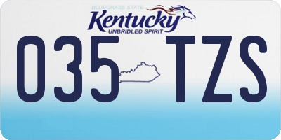 KY license plate 035TZS