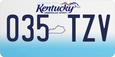 KY license plate 035TZV