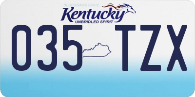 KY license plate 035TZX