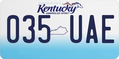 KY license plate 035UAE