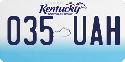 KY license plate 035UAH