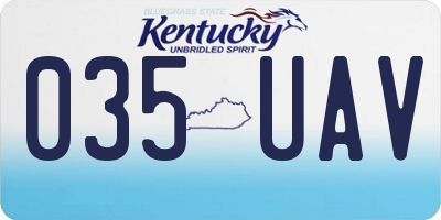 KY license plate 035UAV