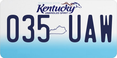 KY license plate 035UAW