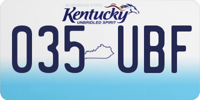 KY license plate 035UBF