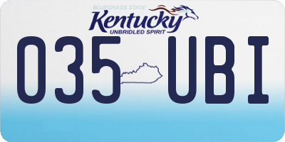 KY license plate 035UBI