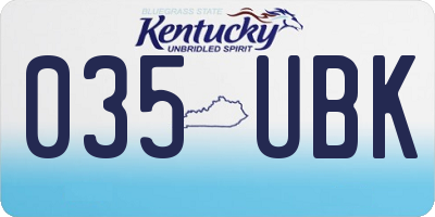KY license plate 035UBK