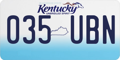KY license plate 035UBN