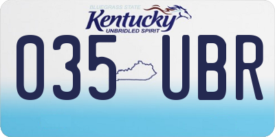 KY license plate 035UBR