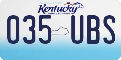 KY license plate 035UBS