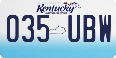 KY license plate 035UBW
