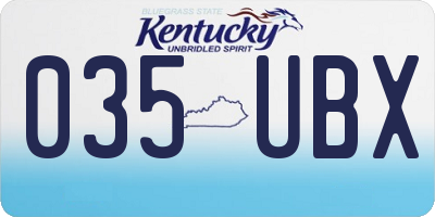KY license plate 035UBX