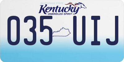 KY license plate 035UIJ