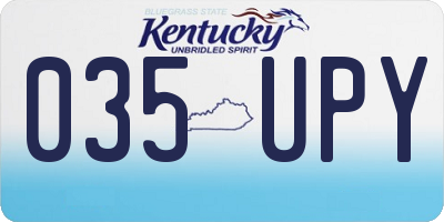 KY license plate 035UPY